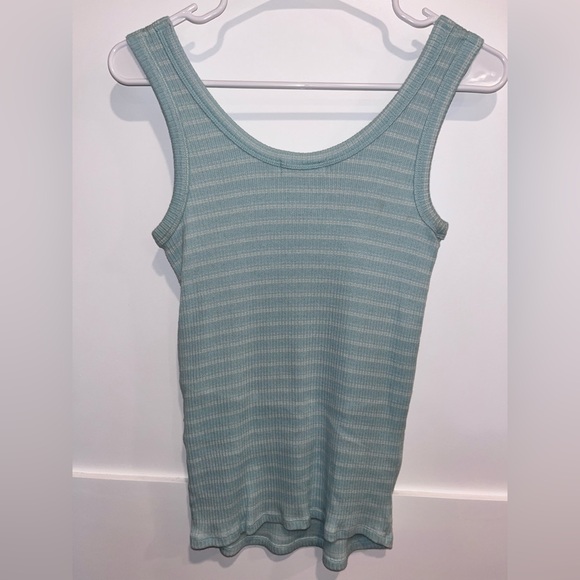 CARVE DESIGNS WOMEN'S STRIPED EVER TANK in teal blue - Picture 6 of 7